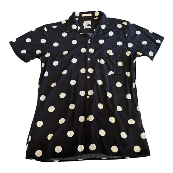 Selected Homme Mens Regular Fit Dotted Shirt~Size 15~Black Print Short Sleeve - Picture 5 of 9